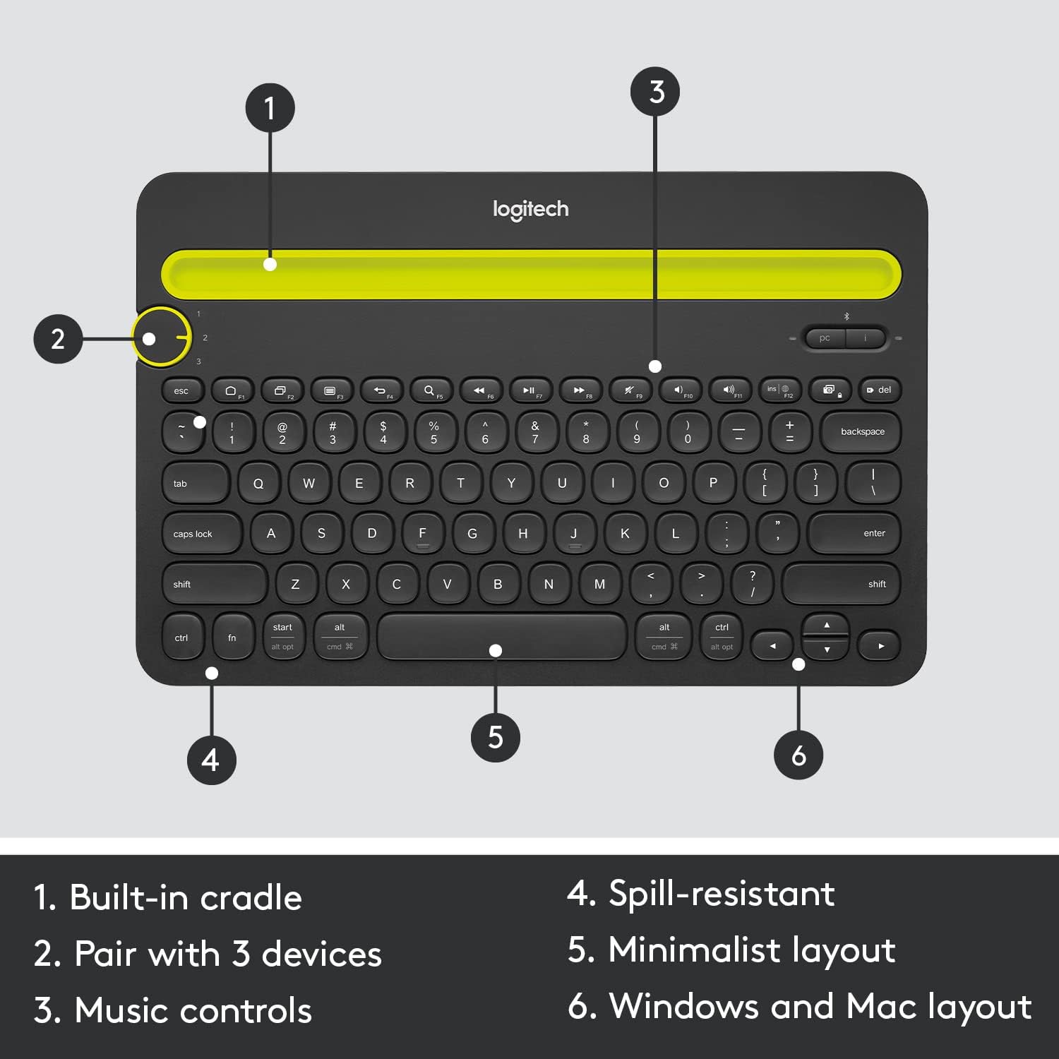  Logitech K480 Wireless Multi-Device Keyboard